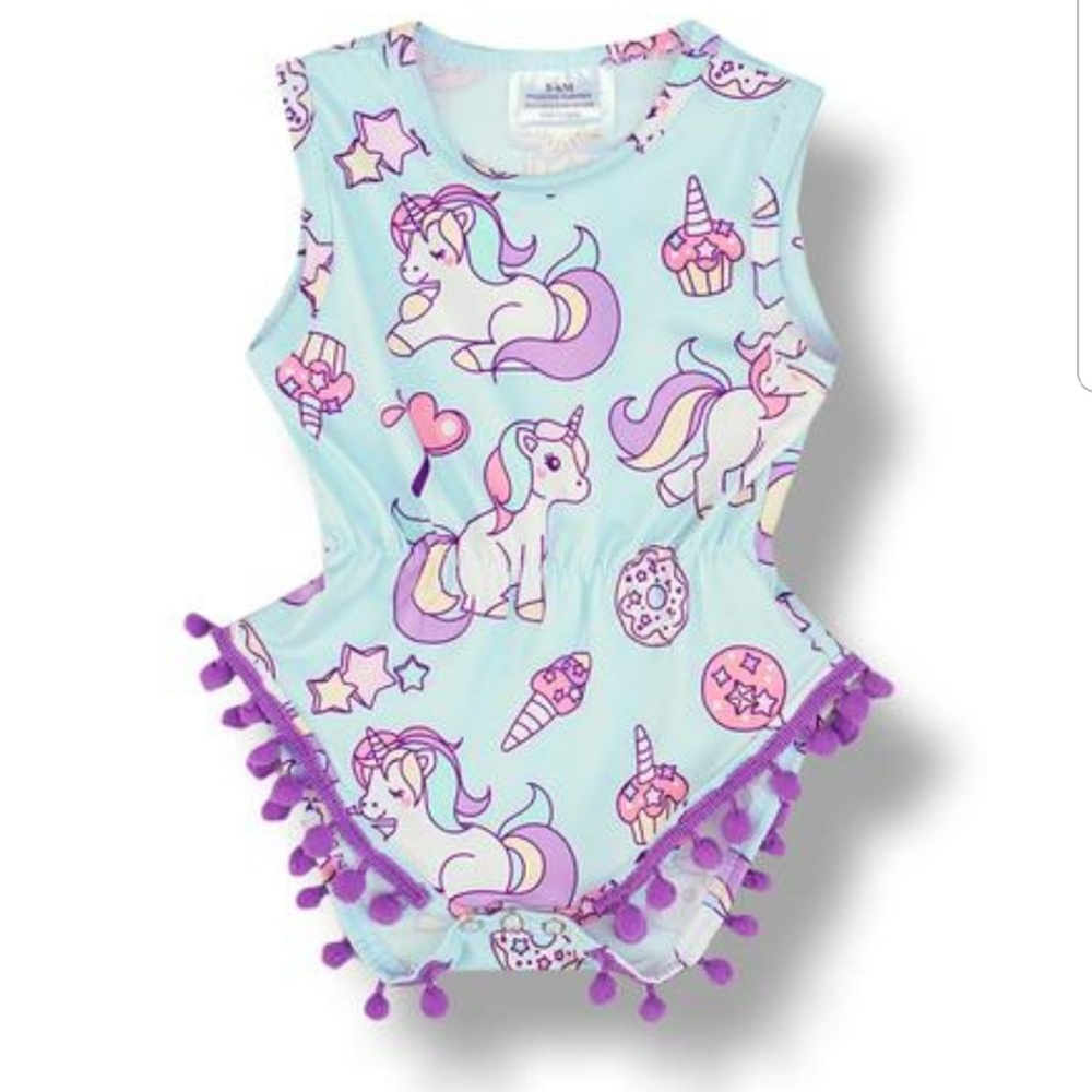 Unicorn Baby Pom Pom Romper